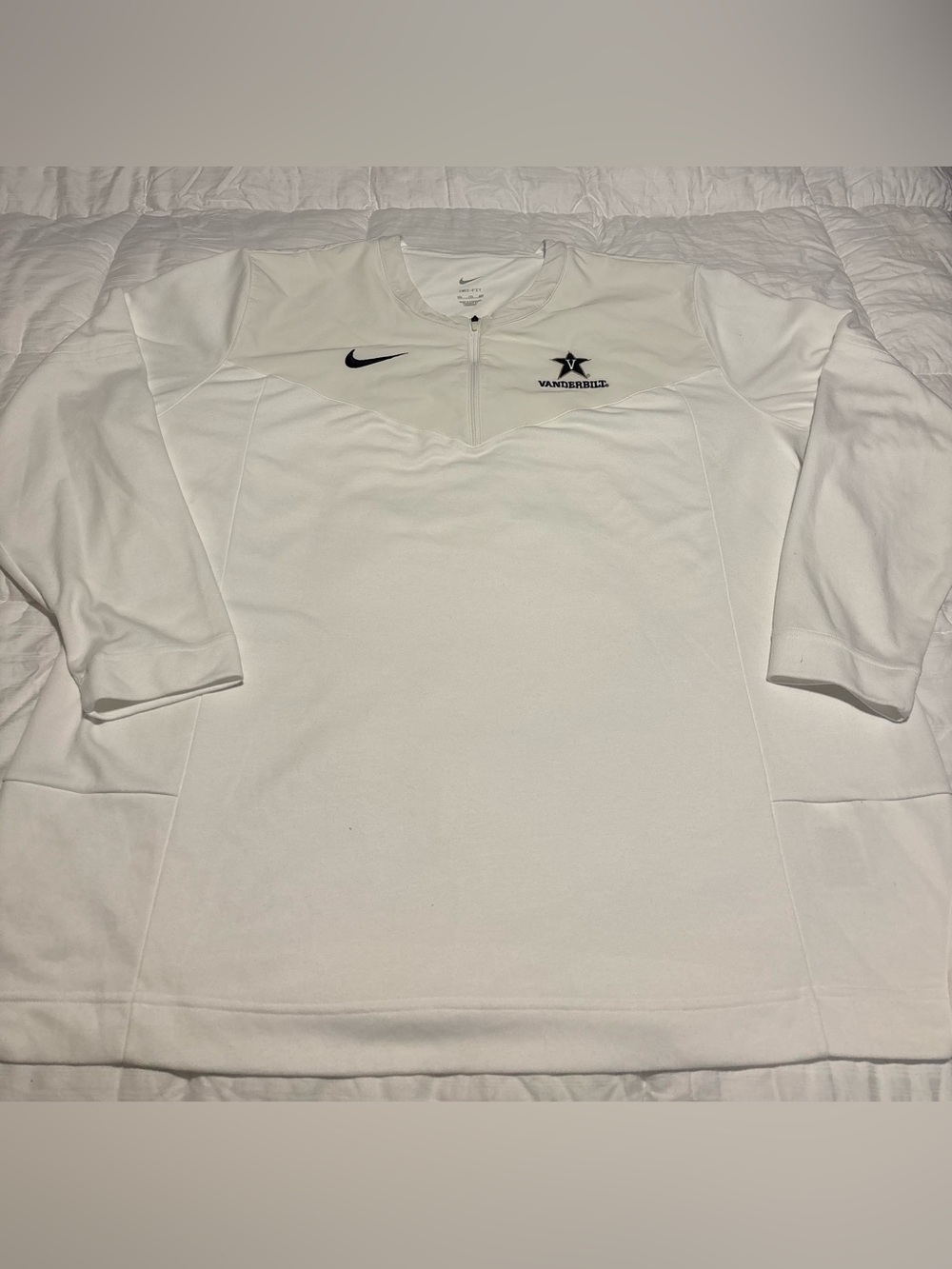 Nike Vanderbilt Commodores Dri-Fit White Quarter Zip Size XXL